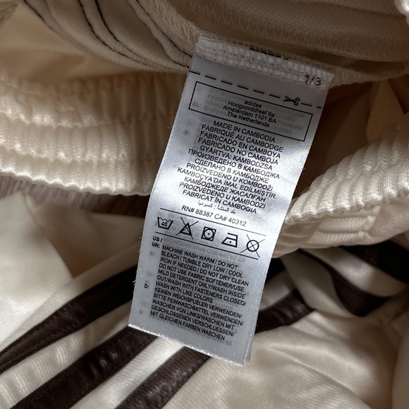 Adidas Chile 20 Wet Look White Ivory Brown Striped Satin Track Pants Mens Small - Picture 9 of 12